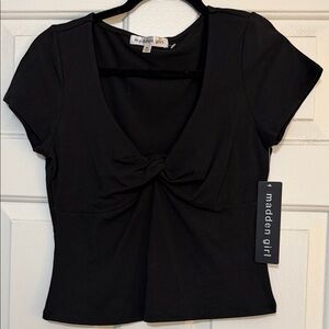 Madden Girl Charcoal Knot Front Top